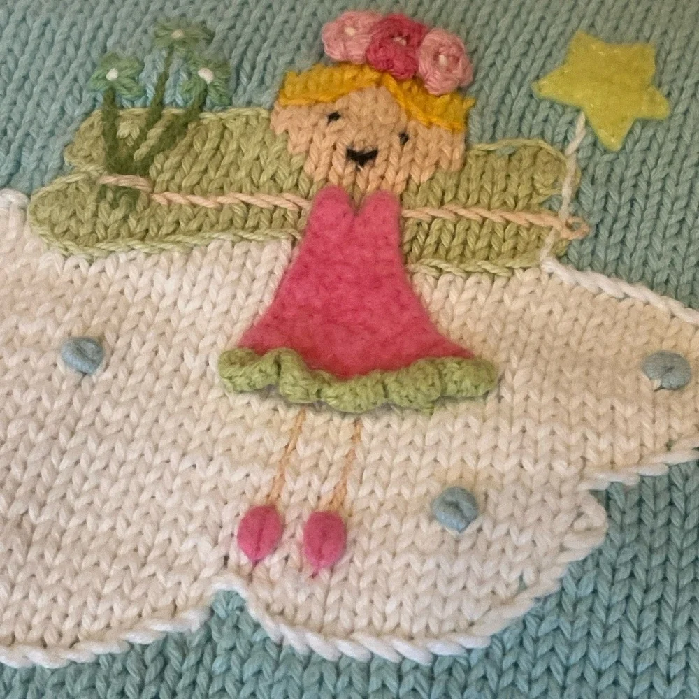 Art Walk Baby Blanket Multi-color Whimsical Fairy Tale 3D Applique Heirloom Cozy